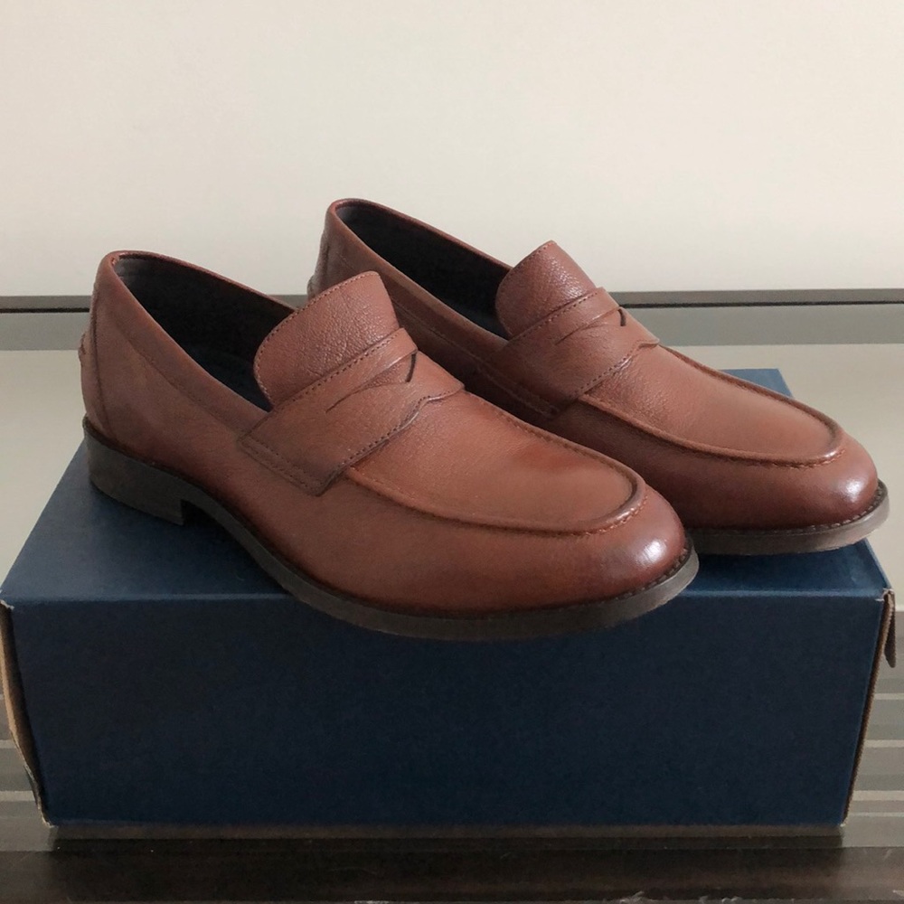 Cole Haan Men's Chestnut Brown Leather Penny Loafers
